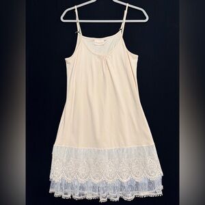 Chic Cream Lace Hem Dress Layering Spaghetti straps unconventional Lace